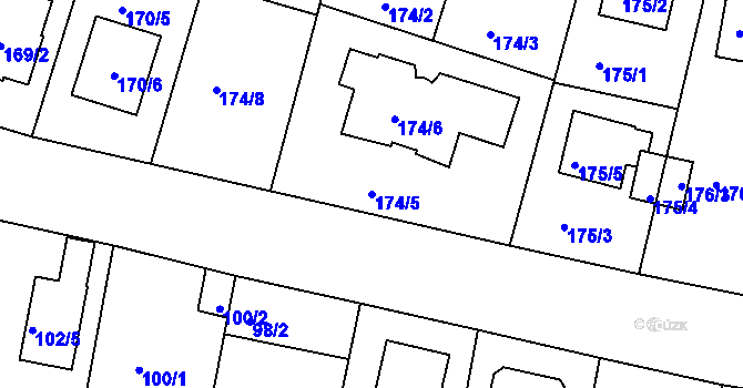Parcela st. 174/5 v KÚ Horní Měcholupy, Katastrální mapa