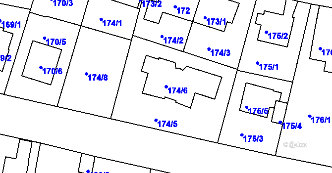 Parcela st. 174/6 v KÚ Horní Měcholupy, Katastrální mapa