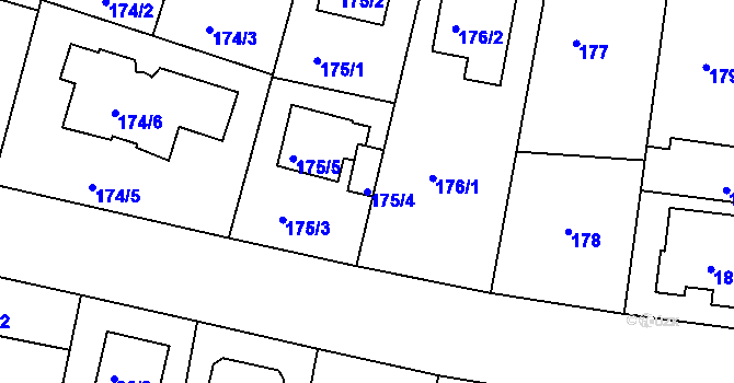Parcela st. 175/4 v KÚ Horní Měcholupy, Katastrální mapa