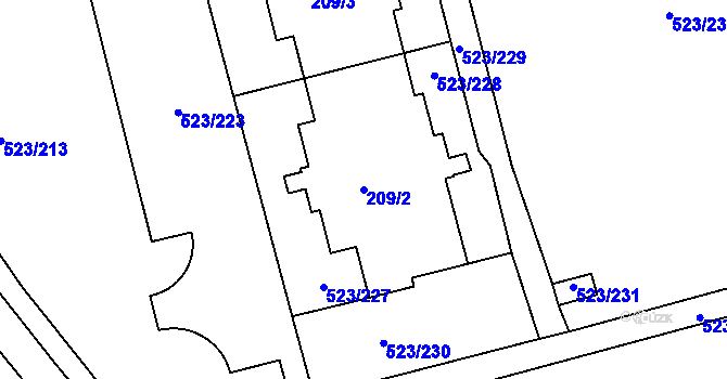 Parcela st. 209/2 v KÚ Horní Měcholupy, Katastrální mapa