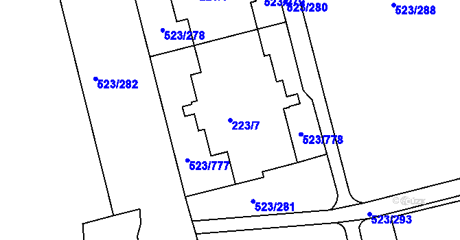 Parcela st. 223/7 v KÚ Horní Měcholupy, Katastrální mapa
