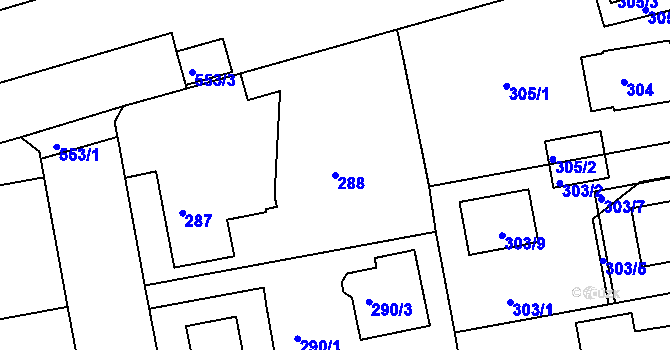 Parcela st. 288 v KÚ Horní Měcholupy, Katastrální mapa
