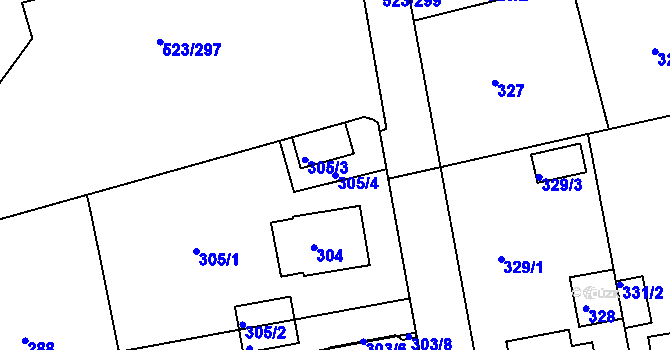 Parcela st. 305/4 v KÚ Horní Měcholupy, Katastrální mapa