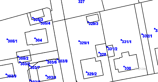 Parcela st. 329/1 v KÚ Horní Měcholupy, Katastrální mapa