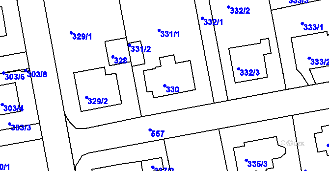 Parcela st. 330 v KÚ Horní Měcholupy, Katastrální mapa