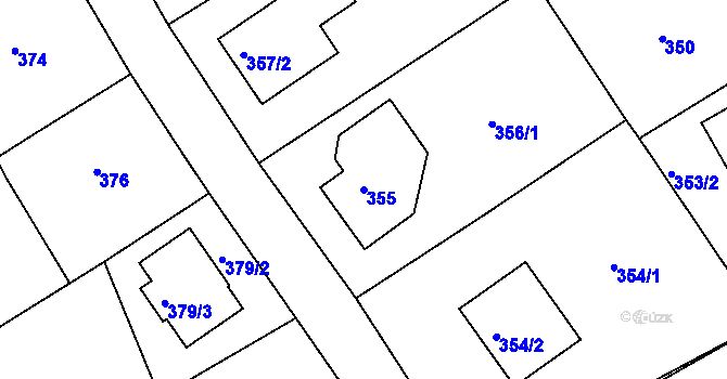 Parcela st. 355 v KÚ Horní Měcholupy, Katastrální mapa