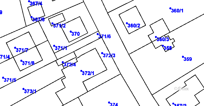 Parcela st. 372/3 v KÚ Horní Měcholupy, Katastrální mapa