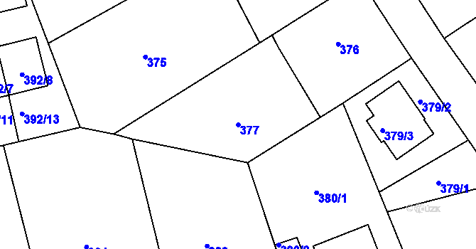 Parcela st. 377 v KÚ Horní Měcholupy, Katastrální mapa
