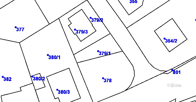Parcela st. 379/1 v KÚ Horní Měcholupy, Katastrální mapa
