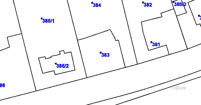 Parcela st. 383 v KÚ Horní Měcholupy, Katastrální mapa