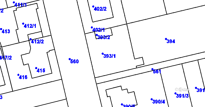 Parcela st. 393/1 v KÚ Horní Měcholupy, Katastrální mapa