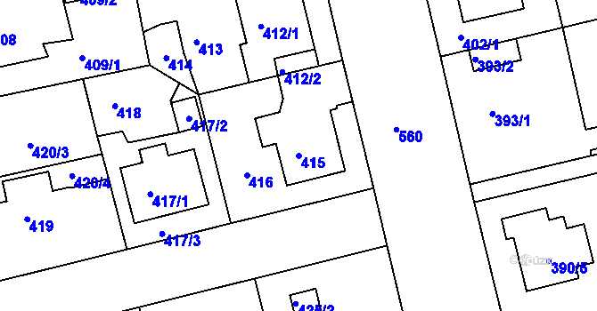 Parcela st. 415 v KÚ Horní Měcholupy, Katastrální mapa