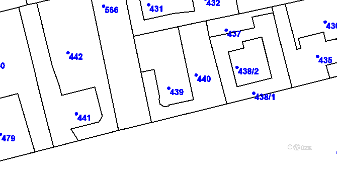 Parcela st. 439 v KÚ Horní Měcholupy, Katastrální mapa