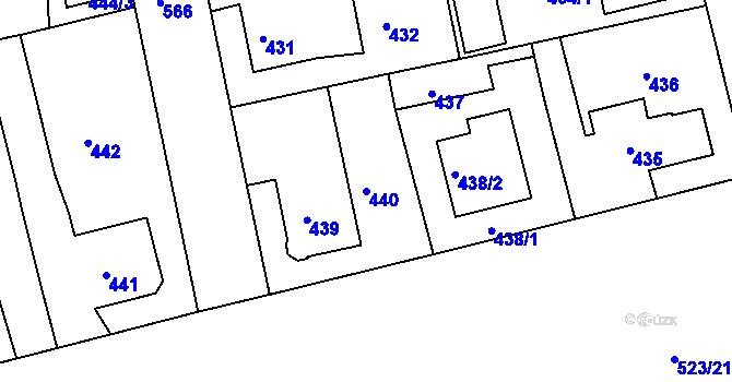 Parcela st. 440 v KÚ Horní Měcholupy, Katastrální mapa