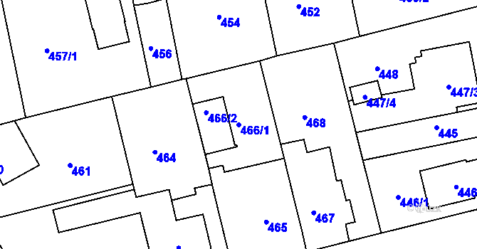Parcela st. 466/1 v KÚ Horní Měcholupy, Katastrální mapa