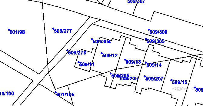 Parcela st. 509/12 v KÚ Horní Měcholupy, Katastrální mapa