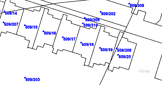 Parcela st. 509/18 v KÚ Horní Měcholupy, Katastrální mapa