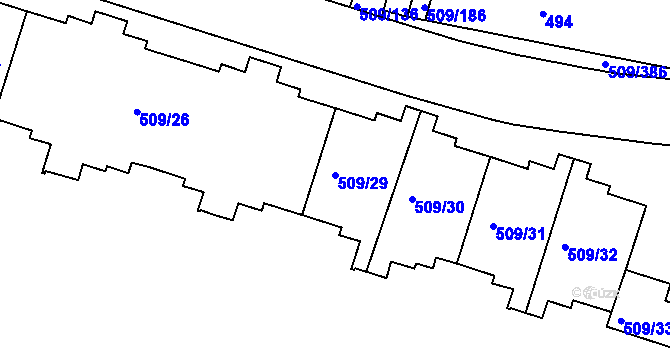 Parcela st. 509/29 v KÚ Horní Měcholupy, Katastrální mapa