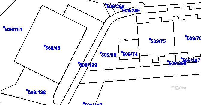 Parcela st. 509/88 v KÚ Horní Měcholupy, Katastrální mapa