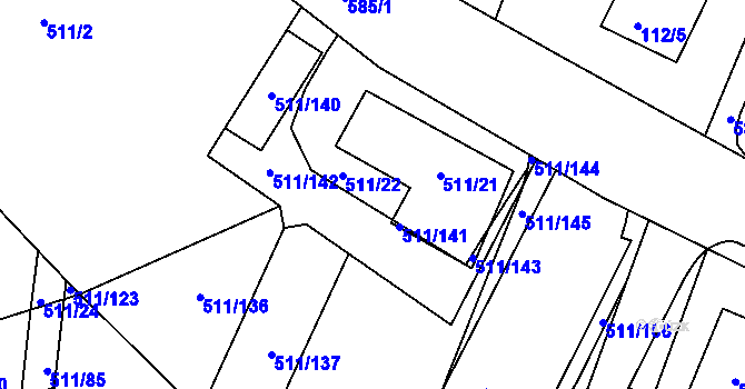 Parcela st. 511/22 v KÚ Horní Měcholupy, Katastrální mapa