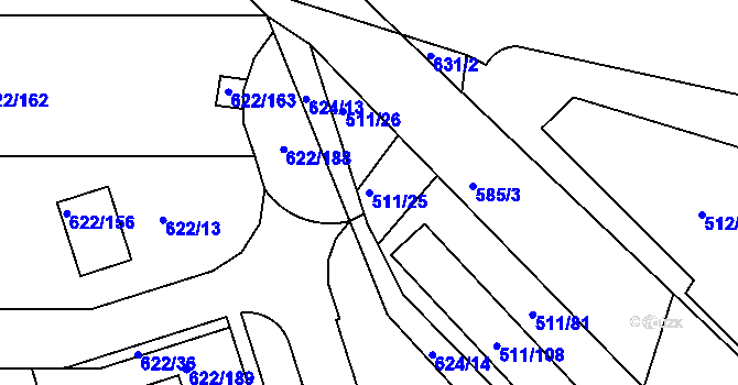 Parcela st. 511/25 v KÚ Horní Měcholupy, Katastrální mapa