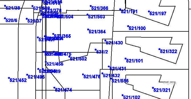 Parcela st. 521/2 v KÚ Horní Měcholupy, Katastrální mapa