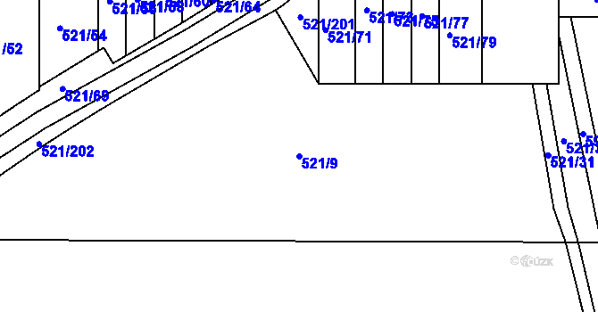 Parcela st. 521/9 v KÚ Horní Měcholupy, Katastrální mapa