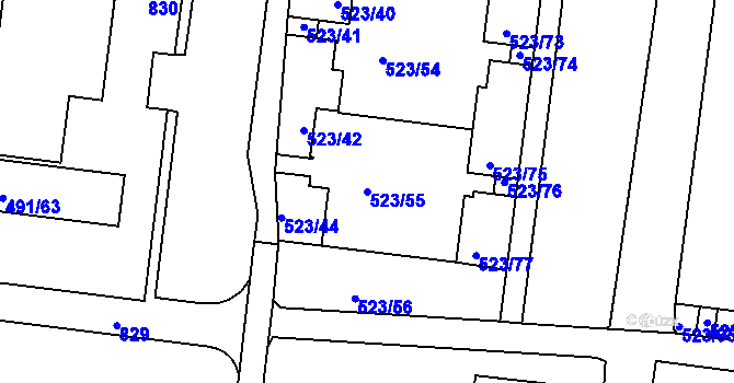 Parcela st. 523/55 v KÚ Horní Měcholupy, Katastrální mapa
