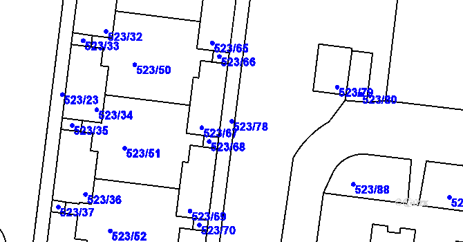 Parcela st. 523/78 v KÚ Horní Měcholupy, Katastrální mapa