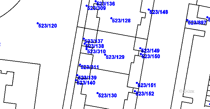 Parcela st. 523/129 v KÚ Horní Měcholupy, Katastrální mapa