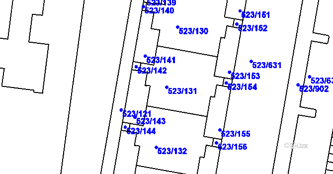 Parcela st. 523/131 v KÚ Horní Měcholupy, Katastrální mapa