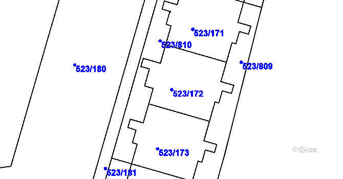 Parcela st. 523/172 v KÚ Horní Měcholupy, Katastrální mapa