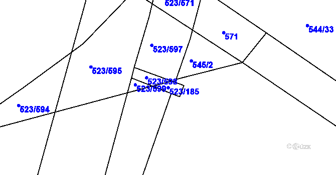 Parcela st. 523/185 v KÚ Horní Měcholupy, Katastrální mapa