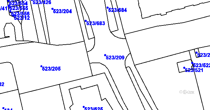 Parcela st. 523/209 v KÚ Horní Měcholupy, Katastrální mapa