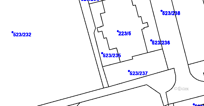 Parcela st. 523/235 v KÚ Horní Měcholupy, Katastrální mapa