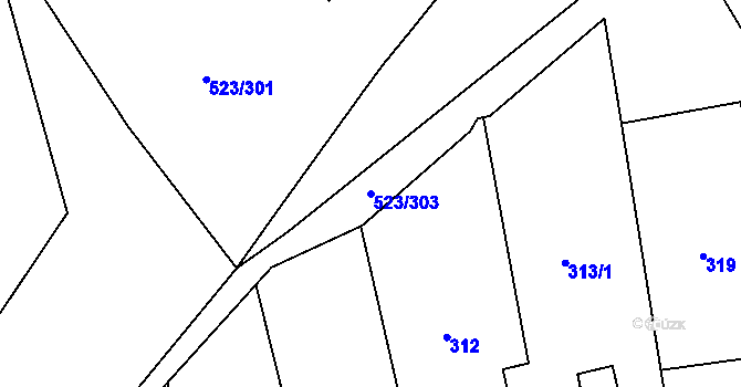Parcela st. 523/303 v KÚ Horní Měcholupy, Katastrální mapa