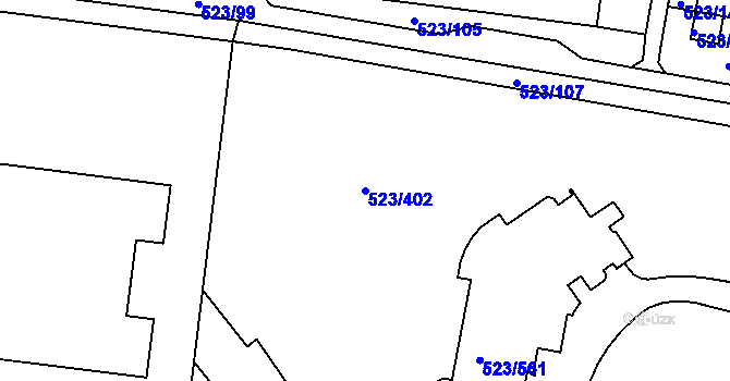 Parcela st. 523/402 v KÚ Horní Měcholupy, Katastrální mapa