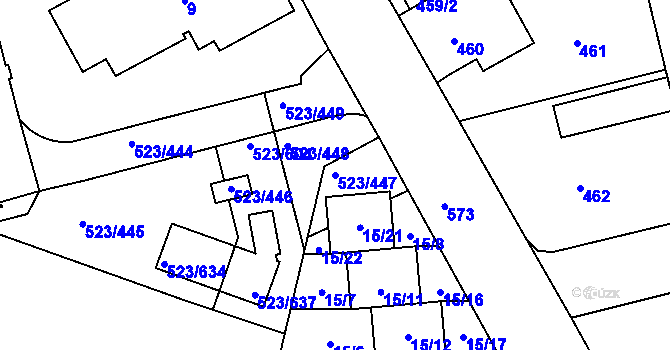 Parcela st. 523/447 v KÚ Horní Měcholupy, Katastrální mapa