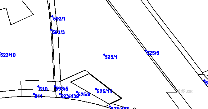 Parcela st. 525/1 v KÚ Horní Měcholupy, Katastrální mapa