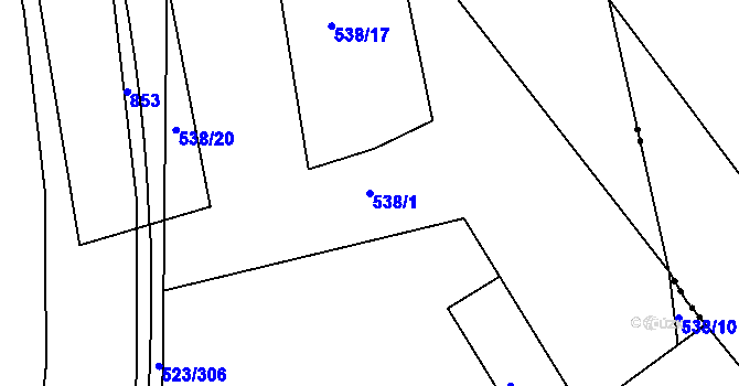 Parcela st. 538/1 v KÚ Horní Měcholupy, Katastrální mapa