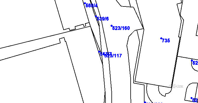 Parcela st. 543/3 v KÚ Horní Měcholupy, Katastrální mapa
