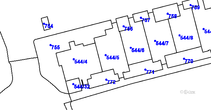 Parcela st. 544/5 v KÚ Horní Měcholupy, Katastrální mapa