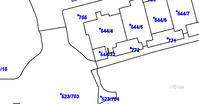 Parcela st. 544/32 v KÚ Horní Měcholupy, Katastrální mapa