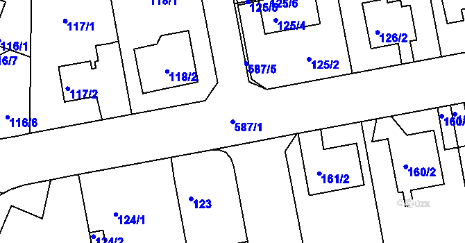 Parcela st. 587/1 v KÚ Horní Měcholupy, Katastrální mapa
