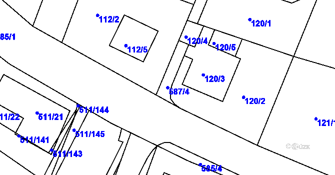 Parcela st. 587/4 v KÚ Horní Měcholupy, Katastrální mapa