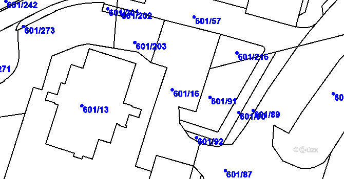 Parcela st. 601/16 v KÚ Horní Měcholupy, Katastrální mapa