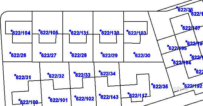 Parcela st. 622/29 v KÚ Horní Měcholupy, Katastrální mapa
