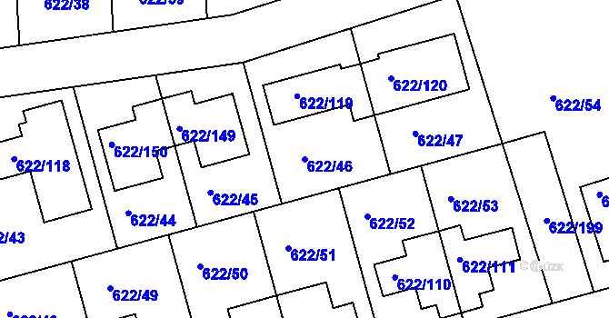 Parcela st. 622/46 v KÚ Horní Měcholupy, Katastrální mapa