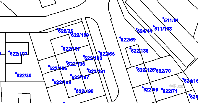 Parcela st. 622/65 v KÚ Horní Měcholupy, Katastrální mapa