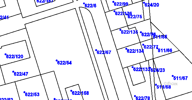 Parcela st. 622/67 v KÚ Horní Měcholupy, Katastrální mapa